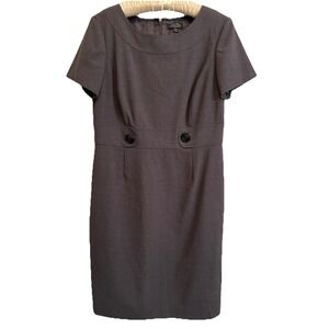 Tarhari NWT Women's 12P Samantha Dress Gray Short Sleeve Zip Button Accent Lined